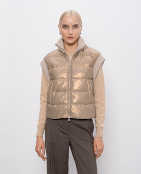 Peserico Beige down vest with shiny texture A034485621A