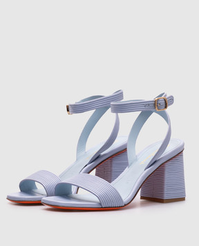 Santoni Blue leather sandals WHVT71550HM7TONL