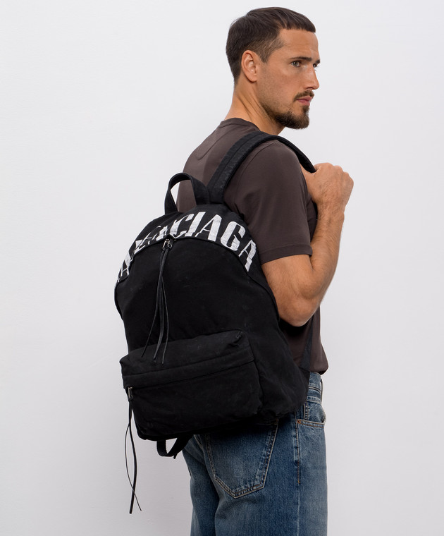 Balenciaga - Black Editor backpack with wool 8272062ABOW - shop 