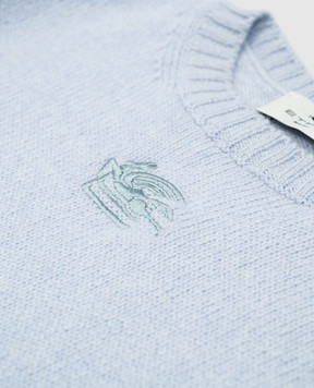 Etro Baby blue wool and cashmere sweater with embroidered logo GV9000W0023