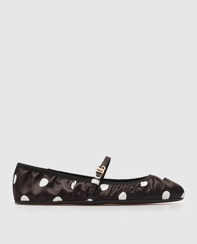 Dolce&Gabbana Black polka dot ballet flats with metallic DG logo CB0222AV885