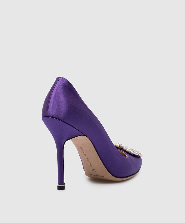 Manolo Blahnik HANGISI purple satin pumps with crystals HANGISI