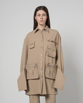 Rokh Brown blouse with pockets R24SF510