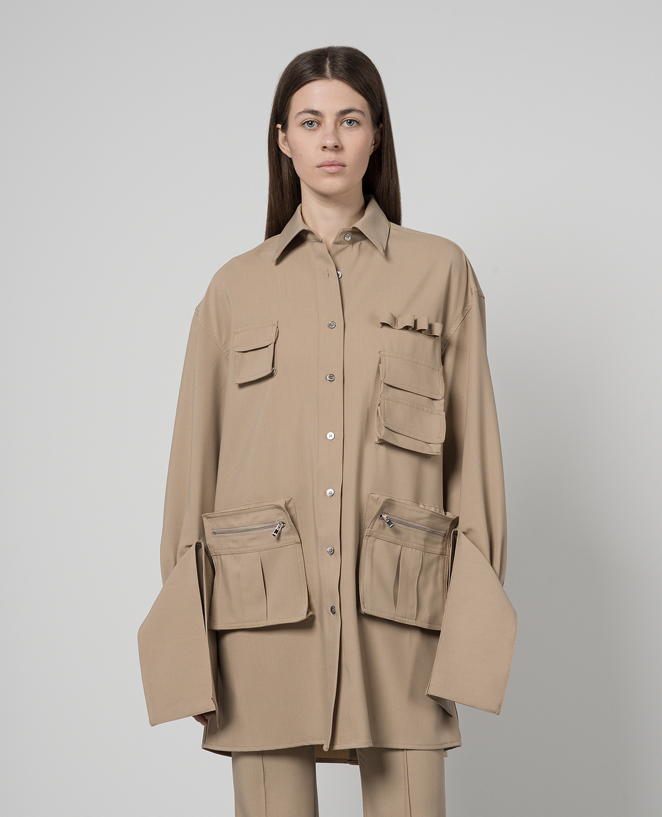 Brown blouse with pockets Rokh 3