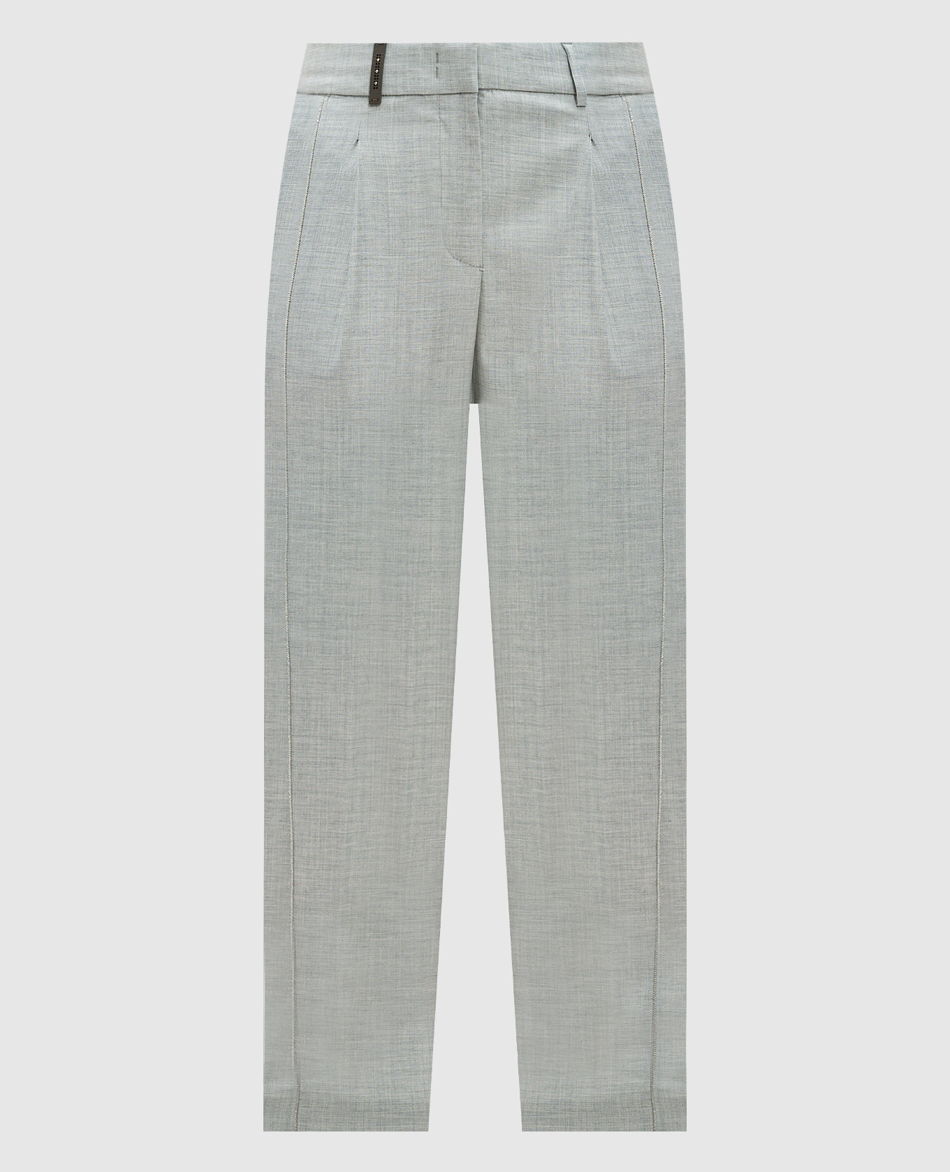 Gray wool trousers with monil chain Peserico