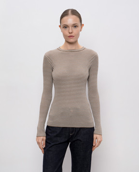 Brunello Cucinelli Brown ribbed wool and cashmere jumper M14855000P