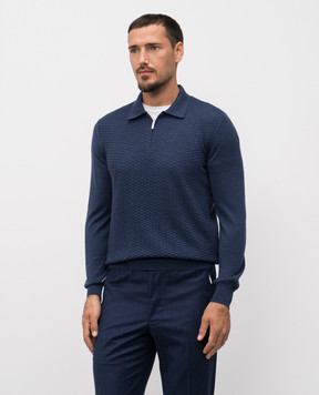 Bertolo Cashmere Blue wool and silk polo shirt 902473002514