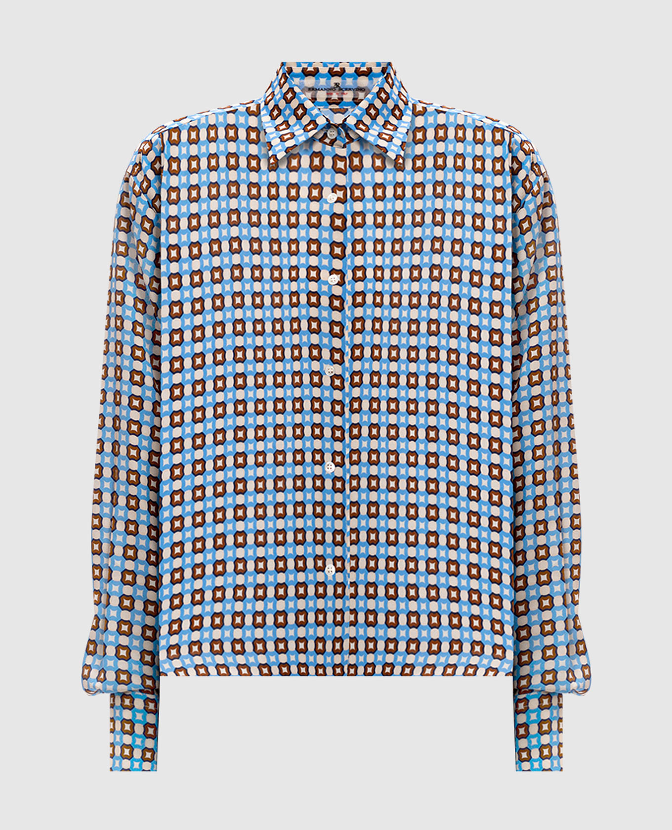 

Blue silk blouse with geometric print Ermanno Scervino, Light blue