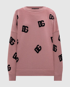 Dolce&Gabbana Pink wool sweater with monogram logo pattern FXX69TJCVYX