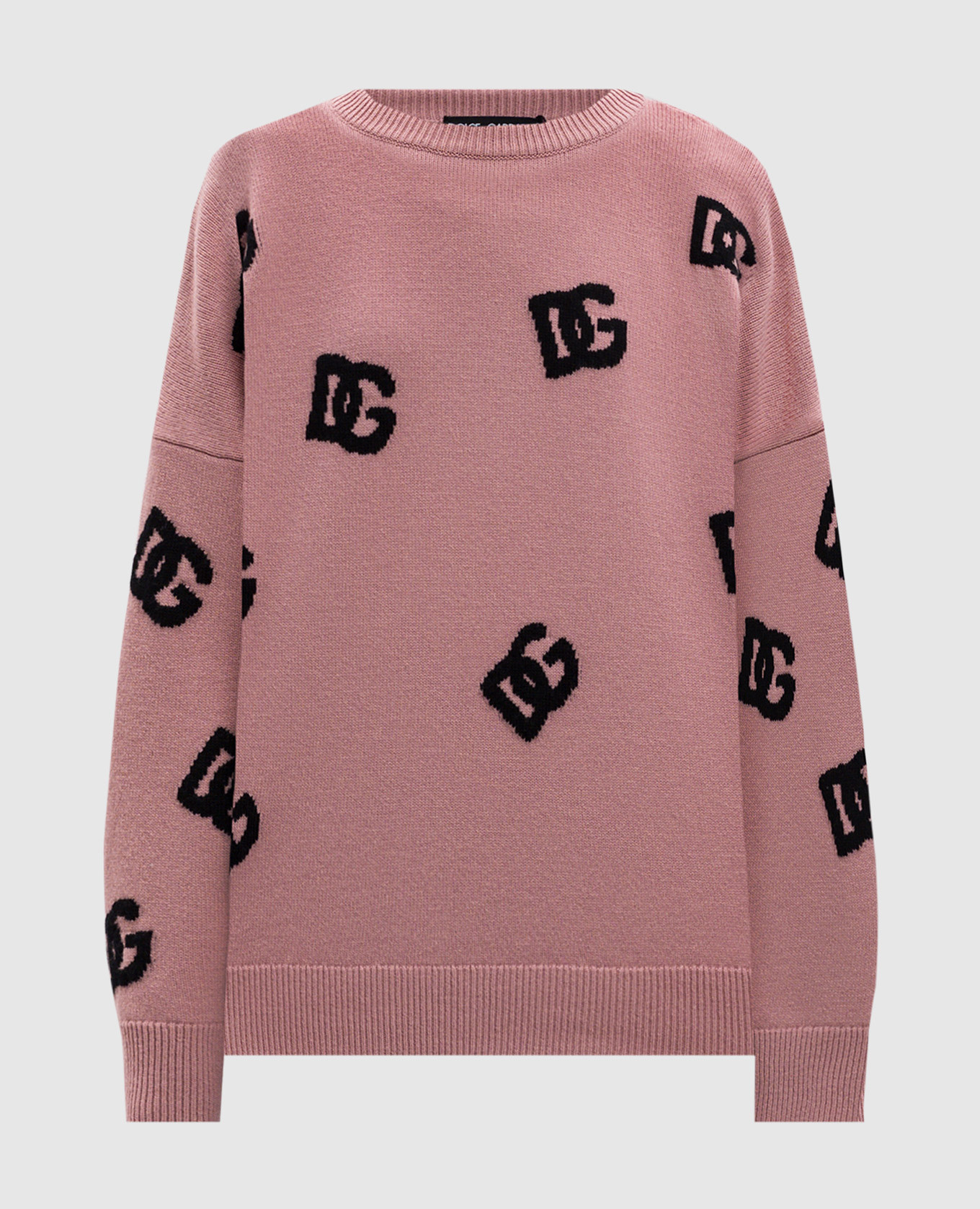Pink wool sweater with monogram logo pattern Dolce&Gabbana