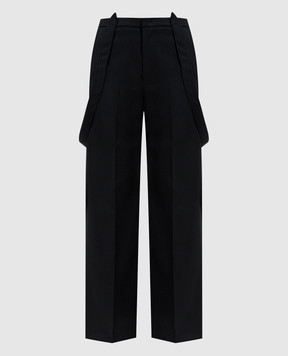Dondup Black wool pants with suspenders DP842AF0046DXXX