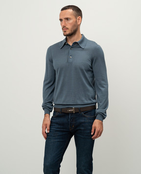 Tom Ford Blue cashmere and silk polo shirt KPL002YMK005S23