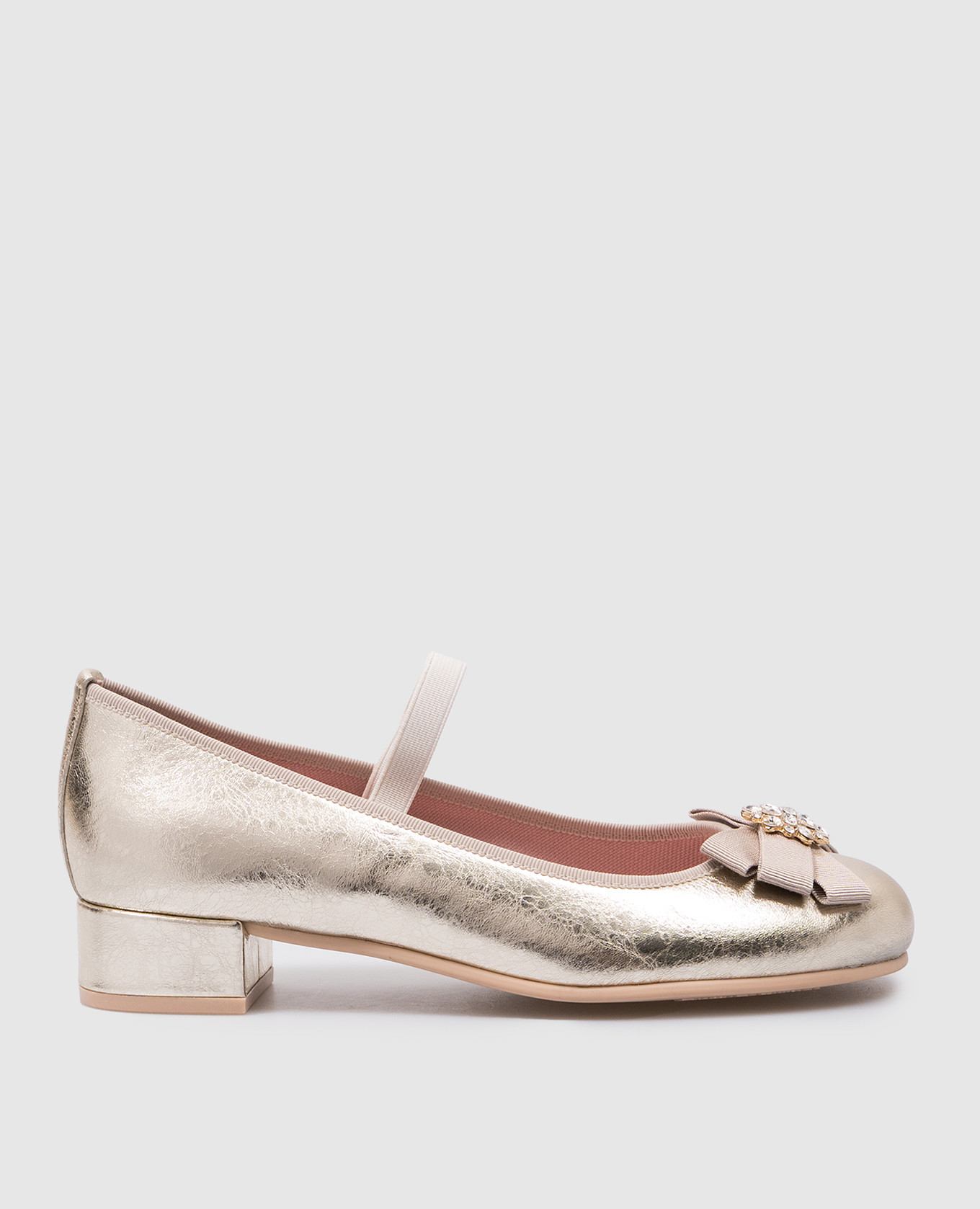 Emma children's golden leather shoes with crystals pretty ballerinas
