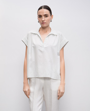 Peserico Blue blouse with monil chain S06173L100481