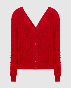 Solotre Red cardigan with textured pattern M3D0051D