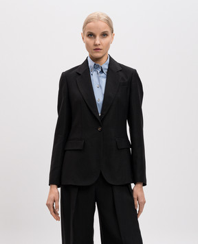 Brunello Cucinelli Black linen jacket with monil chain MH1267332