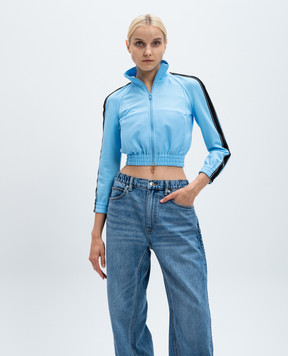 Alexander Wang Blue cropped sports jacket with contrasting ribbon 4CC3242091