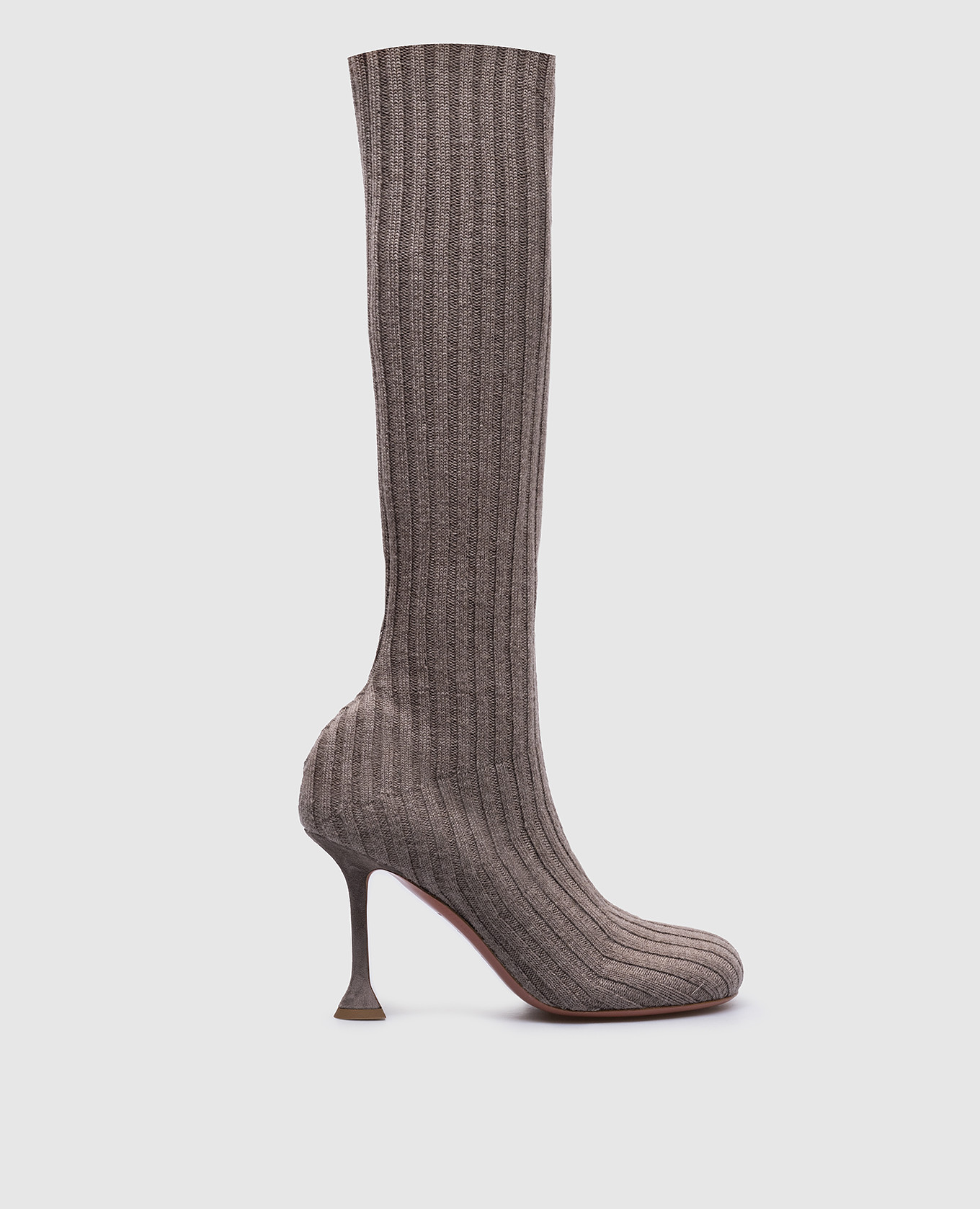 Veneda beige boots made of ribbed wool amina muaddi