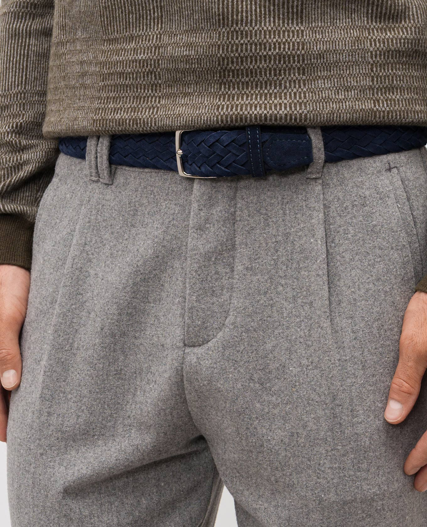 

Blue suede belt with weaving ISAIA