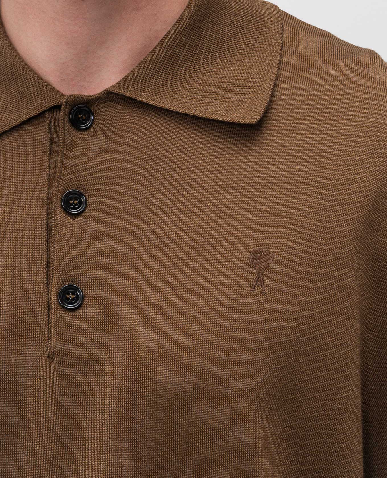 Brown wool and silk polo shirt Ami Paris 5