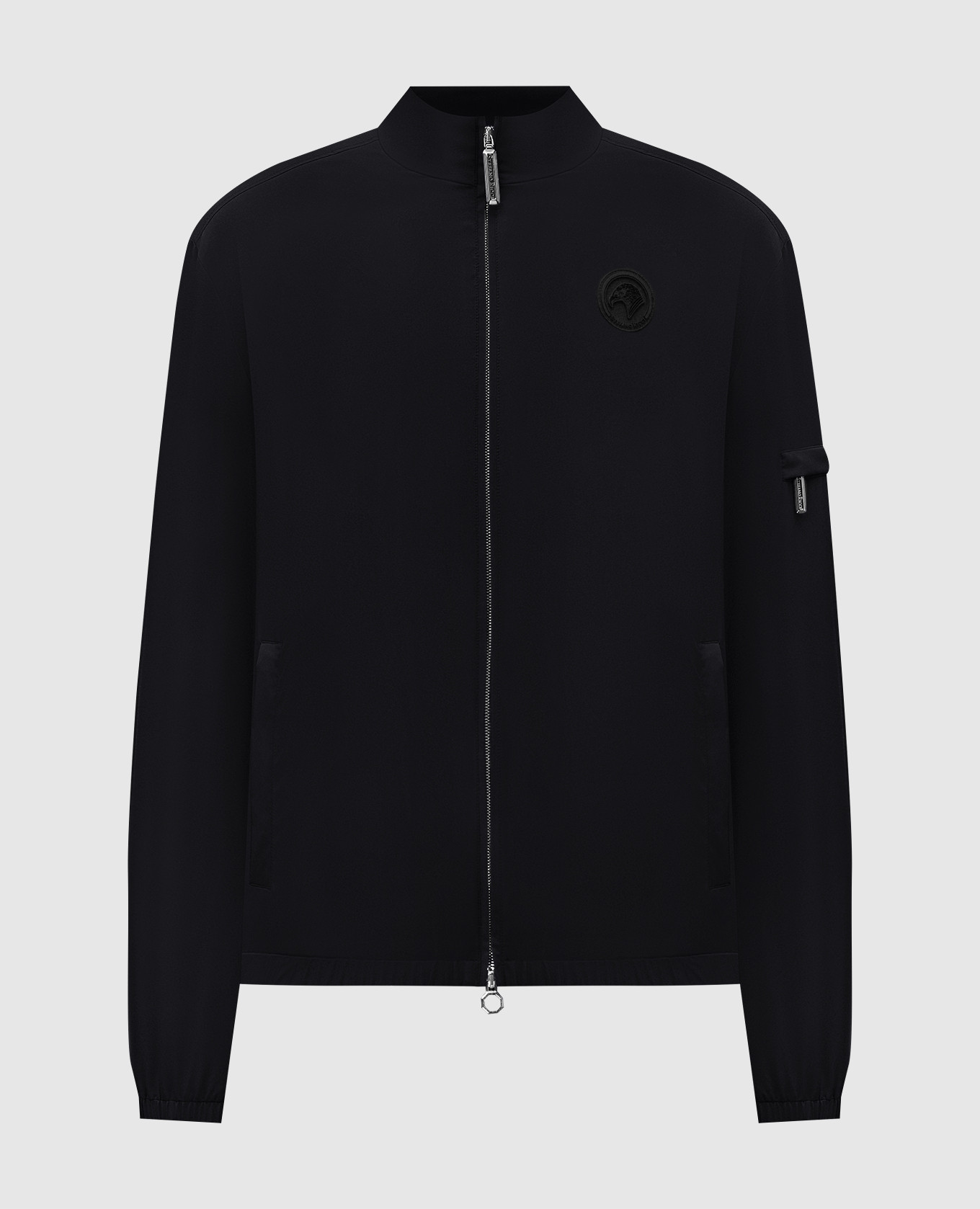 

Black windbreaker with logo patch Stefano Ricci