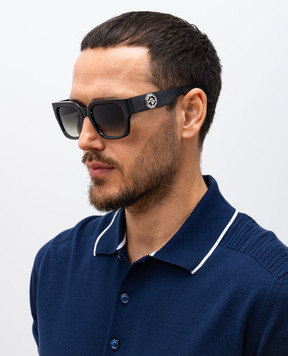 Stefano Ricci Black sunglasses with palladium-plated emblem SG40PHORN