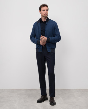 CAPOBIANCO Blue linen jacket with logo 18M156SORO