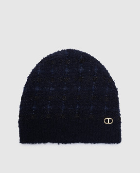 Twinset Blue checkered wool cap 242TO507A
