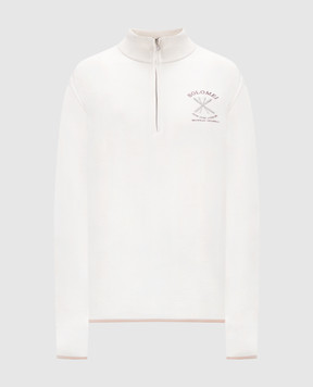 Brunello Cucinelli White cashmere sweater with logo embroidery MM840KT60