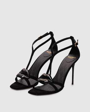 Balmain Black suede Lips sandals EN0UH127LCMK