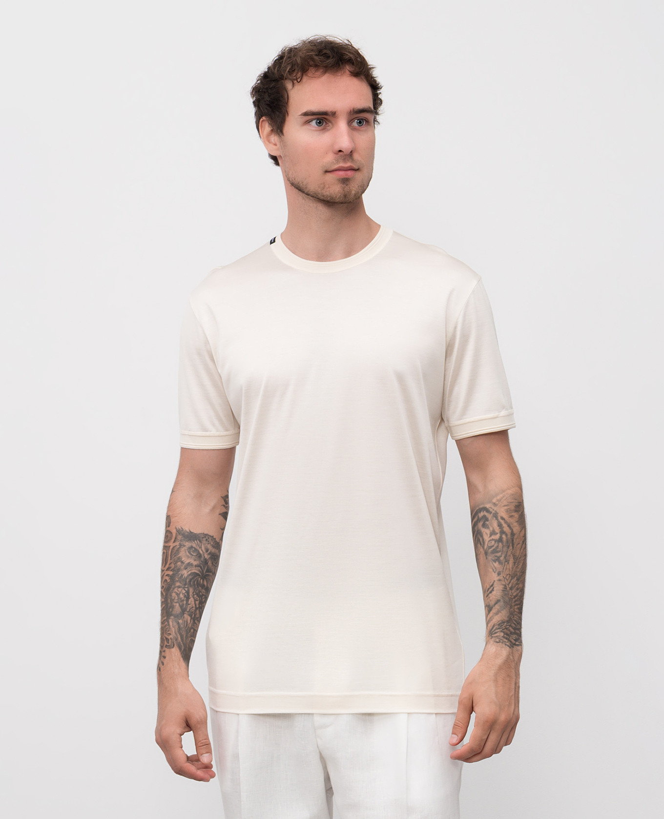 Beige silk T-shirt with logo Dolce&Gabbana 2