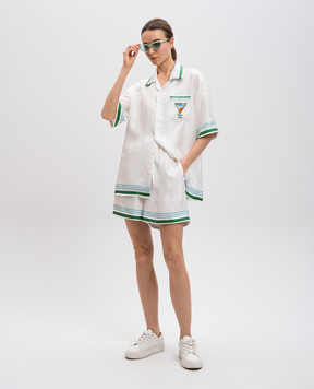 Casablanca White Metaphysical Tennis Silk Print Blouse UWPS25SH00308