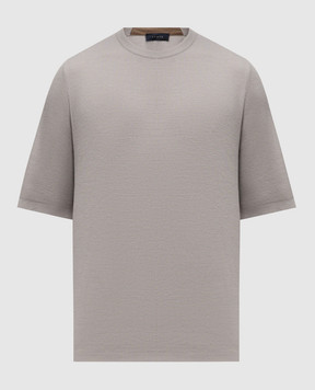 Sease Grey Waffle wool jumper with woven pattern KR067XG065