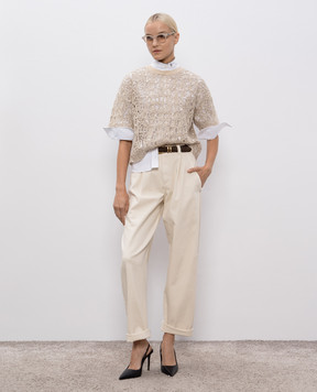 Brunello Cucinelli Beige jeans with a monil chain MH137P4018