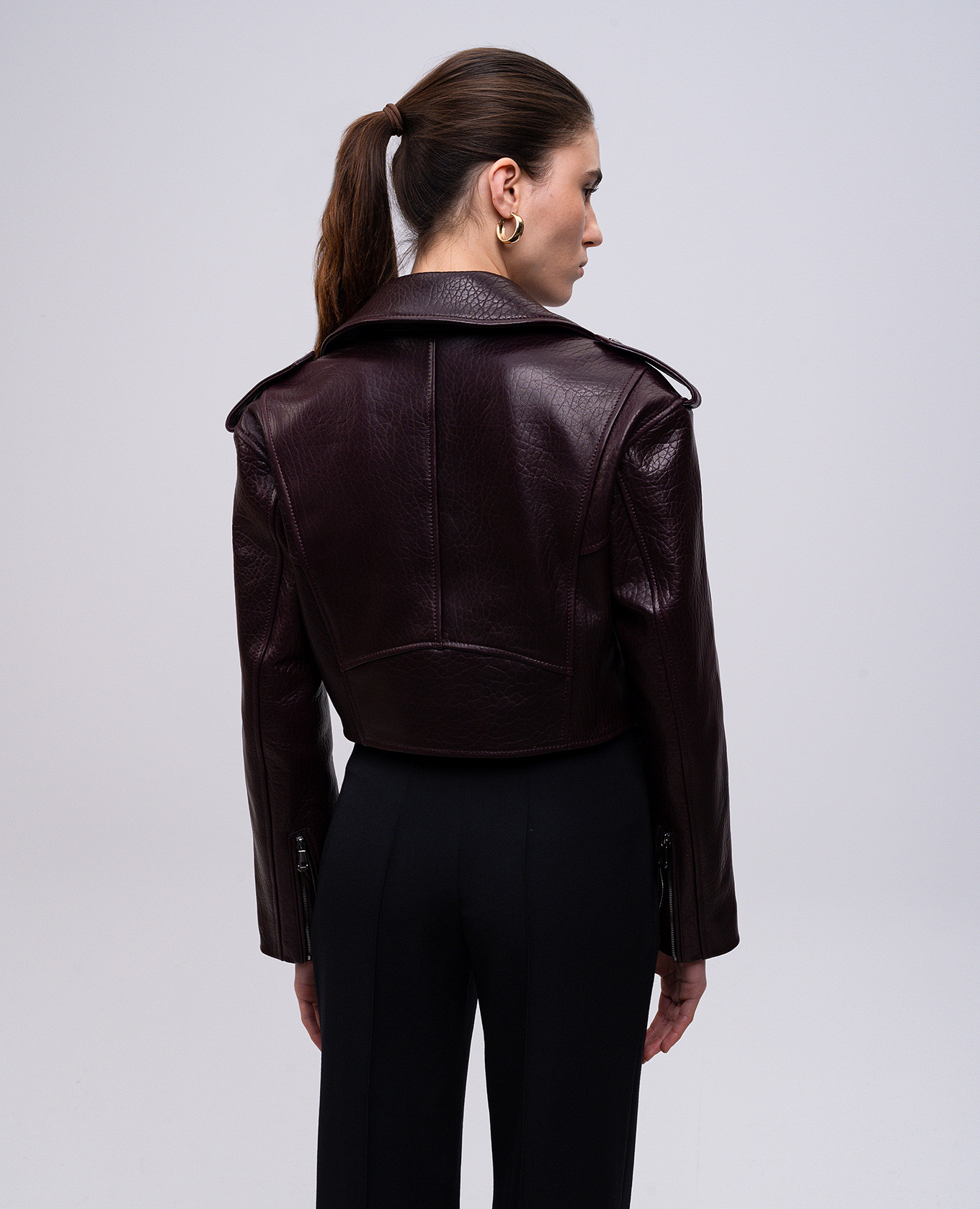 

Purple leather cropped biker jacket Babe Pay Pls, Violet