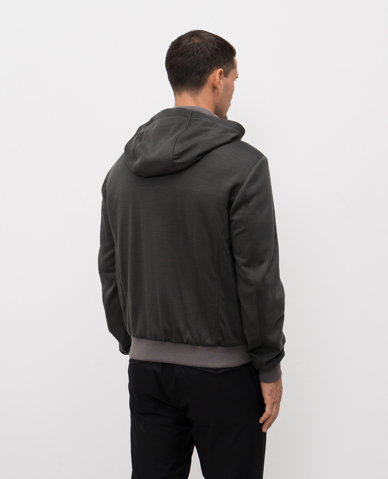 

Grey wool jacket with hood Stefano Ricci