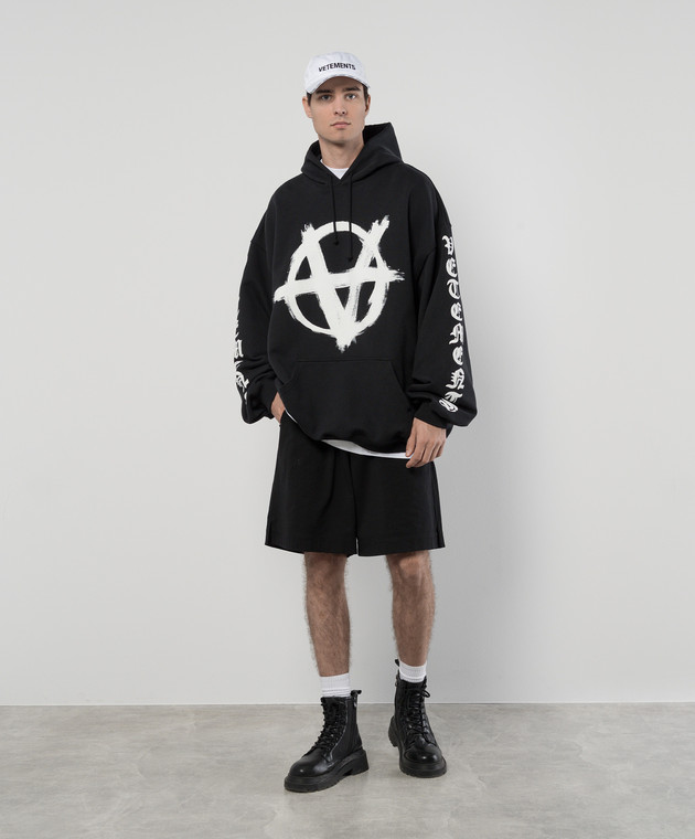 Vetements - Black hoodie with Anarchy print UE64HD700BW - shop