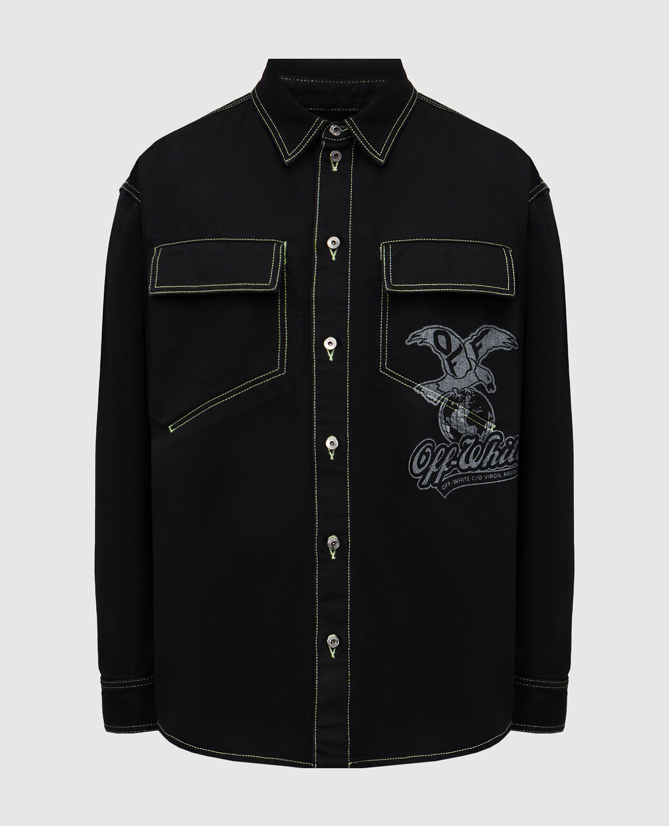 

Black denim jacket with eagle logo print Off-White