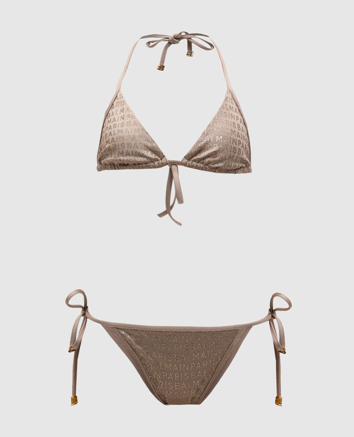 

Beige swimsuit with glitter logo print Balmain