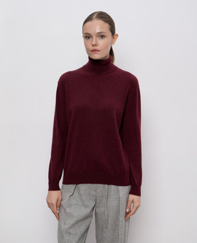 Brunello Cucinelli Burgundy cashmere turtleneck M12150103