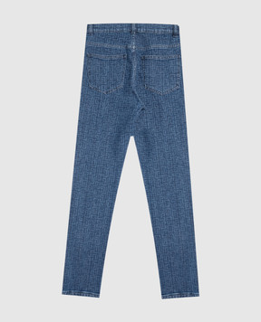 Balmain Children's blue jeans with branded print BX6R50D00381214