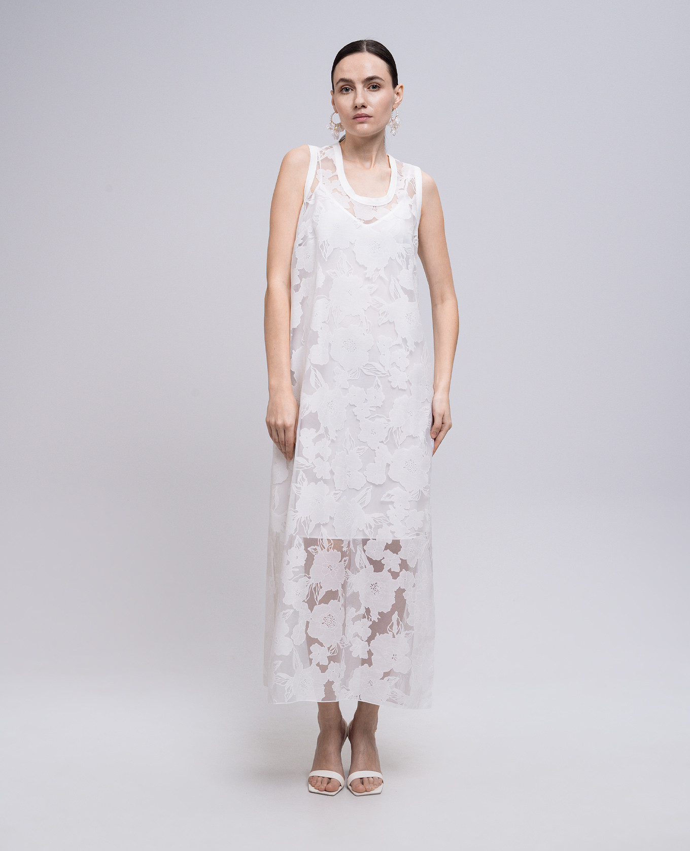 

White midi dress with floral pattern Twinset