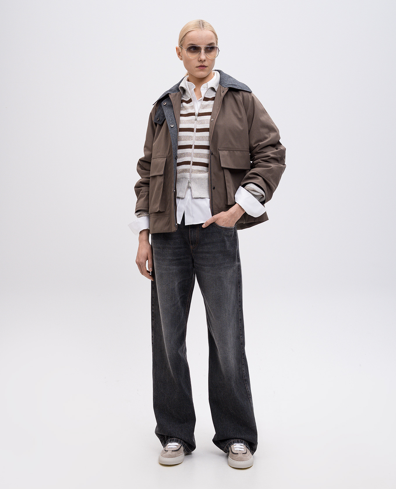 

Brown jacket with wool Brunello Cucinelli