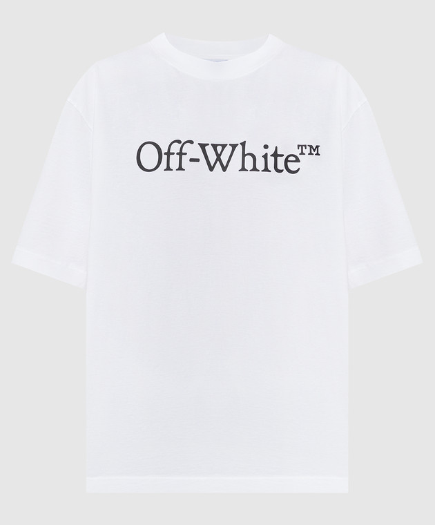 【送料&関税込】Off-White White Crop T-shirt With Logo OFF-WHITE - Logo Cotton Blend Cropped T-shirt Off-White