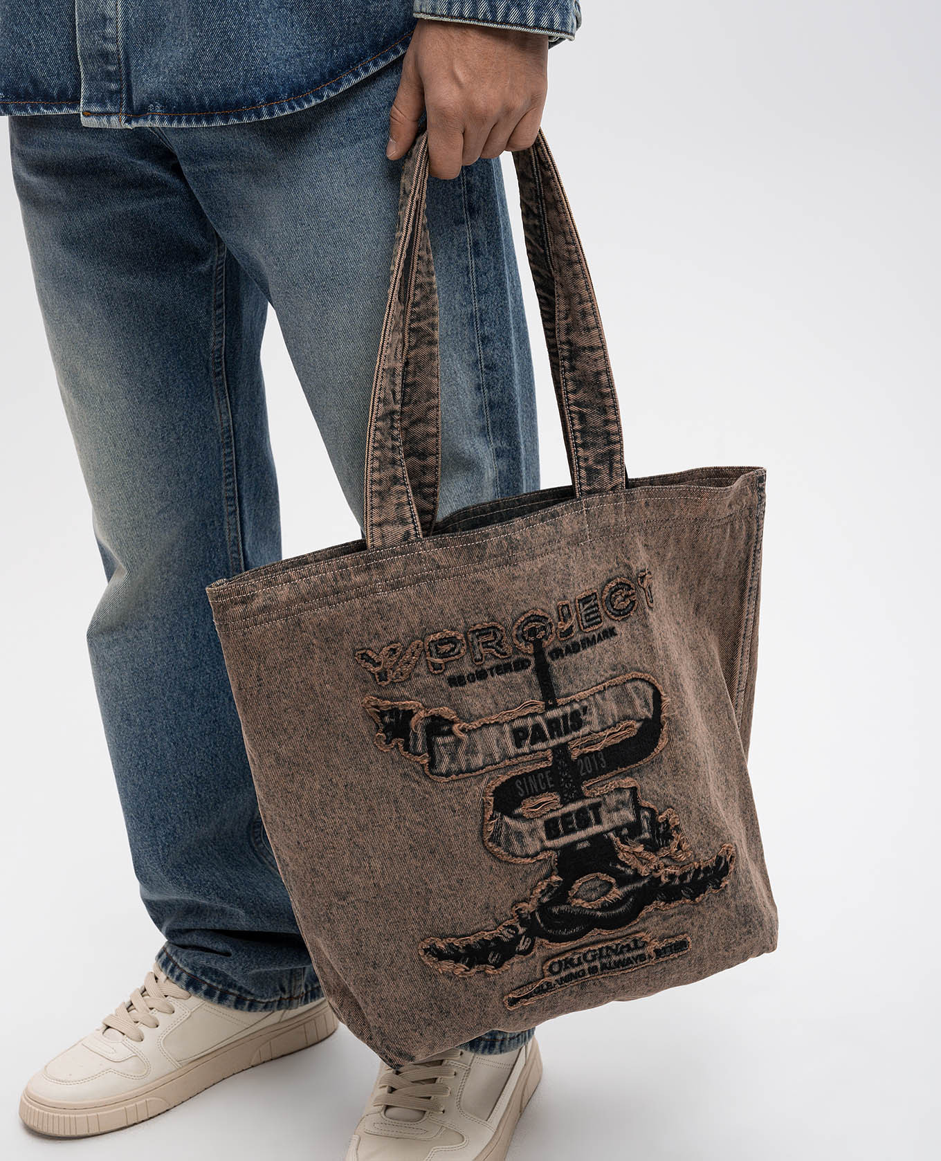 Beige shopper with logo patch Y Project 2