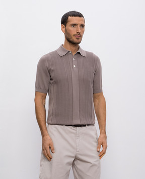 Brunello Cucinelli Beige polo shirt with a pattern M29203305