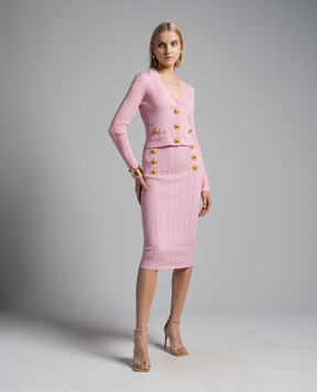 Balmain Pink cardigan in textured pattern CF0KL018KF24