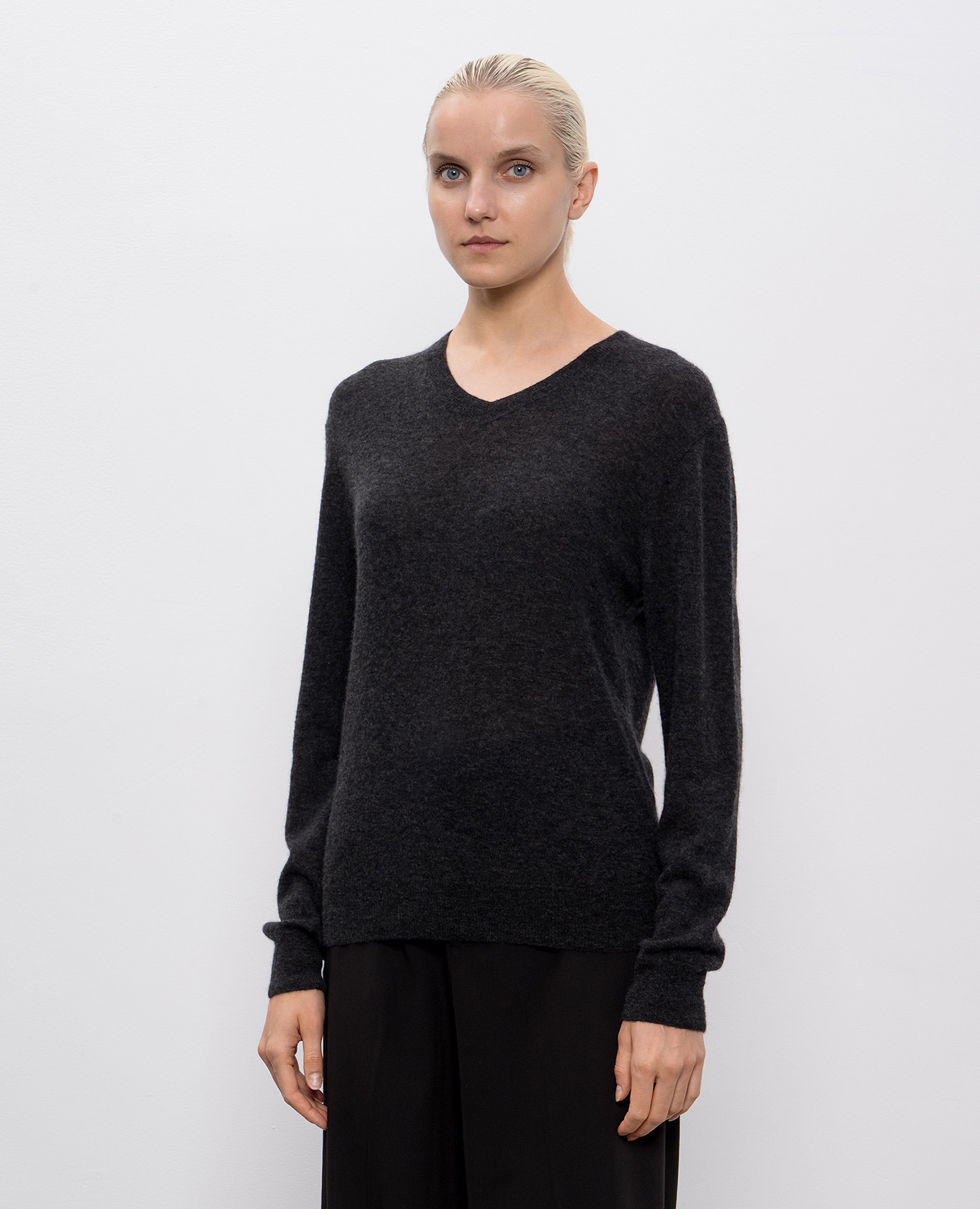 Gray cashmere and silk pullover Saint Laurent 3