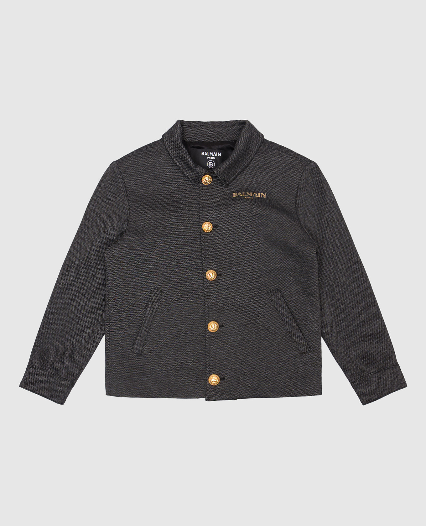 Children's gray jacket with logo print balmain