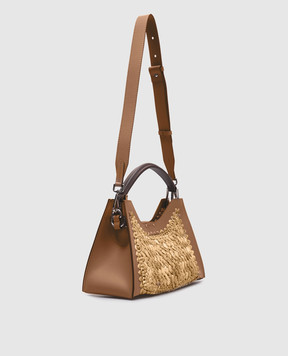 Gianni Chiarini Beige AURORA raffia combination bag BS11415COMMCRHML